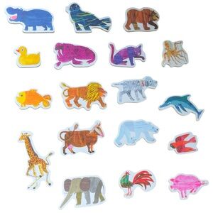 The World of Eric Carle Kids Set of 18 Colorful Wooden Animal Magnets.